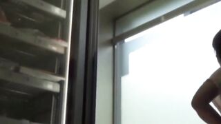 Camera watches Japanese ladies pee in a cramped restroom