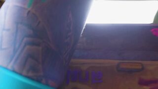 Tattooed hottie Anuskatzz has fun in the RV