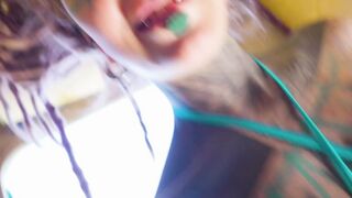 Tattooed hottie Anuskatzz has fun in the RV