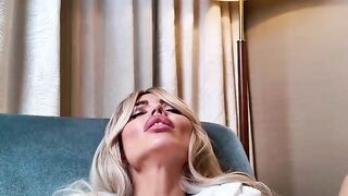 Dirty whore wanks herself off and porks her beaver with a gigantic fake penis 4K -