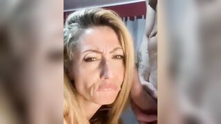 Hot Italian MILF blonde gets facial after hard anal pounding