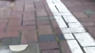 Voyeur cam catches Asian hottie pissing beside a car