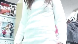 Alluring woman spreads legs to show peeing pussy close up