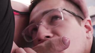 Im rubbing my dick ifo my tgirl boss and she takes hers out