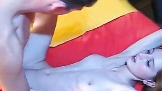 Babe gets covered with cum