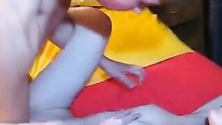 Babe gets covered with cum