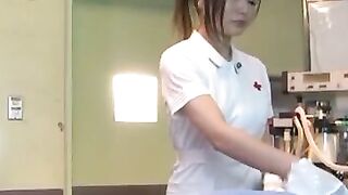 Cutie plays with toys on dick