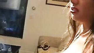 Busty slut pussy play