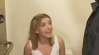 Sexy teen gives POV blowjob