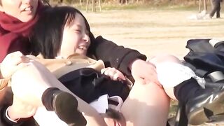 Voyeur films Japanese beauties spraying piss outdoors