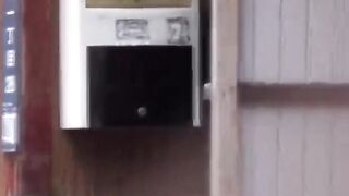 Slim college Japanese filmed by a voyeur pissing outside