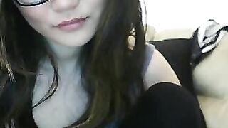 Asian Webcam Slut Strips and Rubs Her Pussy