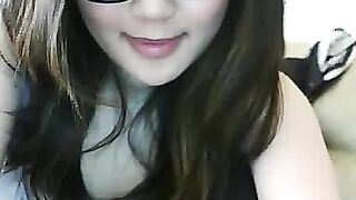 Asian Webcam Slut Strips and Rubs Her Pussy