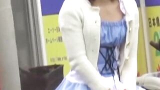 Short skirt brunette stars in a Japanese hidden camera