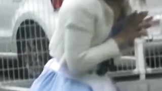 Short skirt brunette stars in a Japanese hidden camera