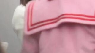 Short skirt brunette stars in a Japanese hidden camera
