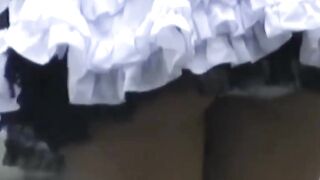 Short skirt brunette stars in a Japanese hidden camera