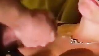 Gangbang in Adult Cinema: Big Tits Amateur Creampied by Many
