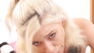 Blonde cutie Kiara Cole slurps my meat  till I explode with warm cum