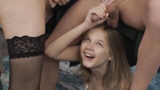 Soaked teen blonde fucked by stepmoms TS friends