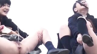 Lucky voyeur watches a group of ladies pissing in nature