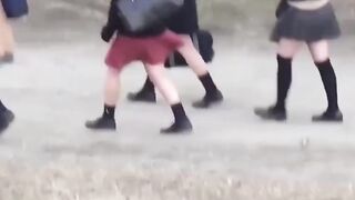 Lucky voyeur watches a group of ladies pissing in nature