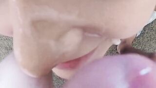Close-Up BIG Facial! Amateur Babe Sucks & Swallows