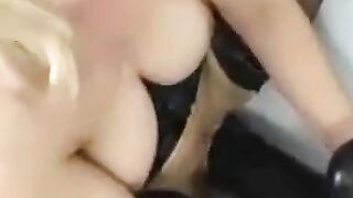 Big-Titted MILF Fucks Huge Black Dildo On Webcam