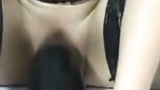 Big-Titted MILF Fucks Huge Black Dildo On Webcam
