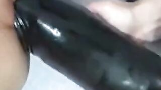 Big-Titted MILF Fucks Huge Black Dildo On Webcam