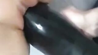 Big-Titted MILF Fucks Huge Black Dildo On Webcam