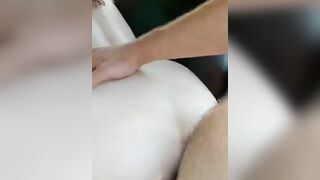 Horny slut get facial after hard doggy pounding outdoor