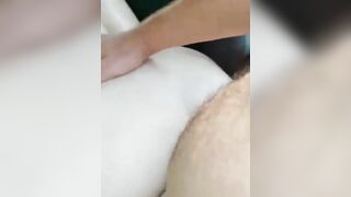 Horny slut get facial after hard doggy pounding outdoor
