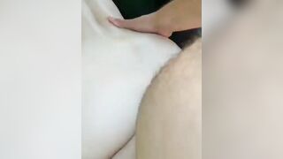 Horny slut get facial after hard doggy pounding outdoor