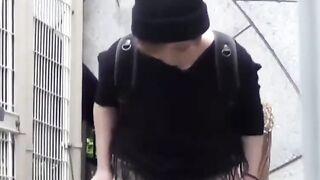 Voyeur follows numerous babes to film outdoor peeing