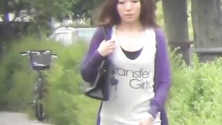 Voyeur follows numerous babes to film outdoor peeing