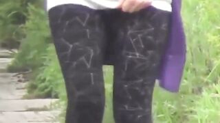 Voyeur follows numerous babes to film outdoor peeing