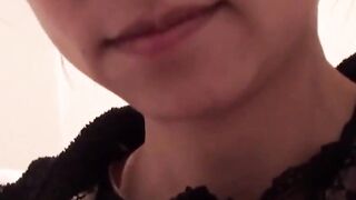 Japanese babes golden stream fills the container on camera