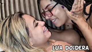 Brazilian 19 yo and blonde cougar on amateur interracial dyke video
