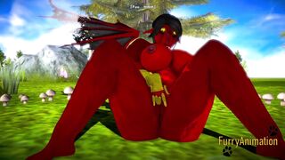 Furry Anime 3D - Dragon Finger Fucked and Squirting