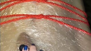 Amateur Fem Dom Sub - Plastic Wrap and Rope Fetish -