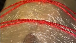Amateur Fem Dom Sub - Plastic Wrap and Rope Fetish -