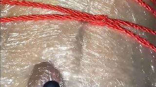 Amateur Fem Dom Sub - Plastic Wrap and Rope Fetish -