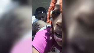 Dread Fellatio got her Twat Ate into the Vehicle !!