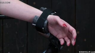 Shackled gagged hoe into red pantyhose