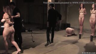 Tied trainees plowed with objects
