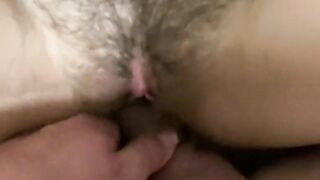 Morning fuck with a hairy pussy girl and a big dick