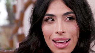 Big tits teen stepdaughter Avery Lust fucks big dick shemale Adira Allure