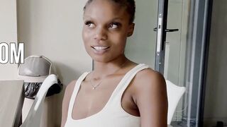 Big boobs African girl enjoys rough sex with her new big dick white friend