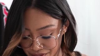 Petite small tits Asian teen stepsister Jade Kimiko taking care of stepbro